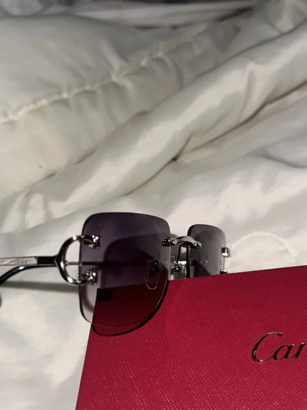 Cartier Rimless Men's Sunglasses with Purple Gradient Lenses